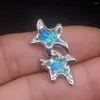 Pendanthalsband GemstoneFactory Jewelry Big Promotion 925 Silver Blue Opal Starfish Form Women Dams Gifts Halsband 20224524