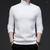 Men's Sweaters Stylish Winter Clothes For Mens Fashion White Plush Blouse Elegant Pullover Large Size Turtleneck Jumper Warm Tops