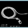 Kedjor 1mm 2mm 925 Sterling Sier Snake Choker Halsband i valfri storlek 16 18 20 22 24 26 28 30 tums Drop Delivery 2022 Jewelry F DHM8Y
