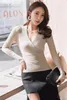 Women's Sweaters 2022 Autumn Winter Pullovers Jumpers Ladies Sexy Low-cut Pull Femme Well Elastic Woman Sweater Knitting Women