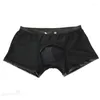 Mutande Uomo Boxer sexy Intimo gay Pelle Vita bassa Staccabile U Convex Pouch Mutandine maschili Pantaloncini