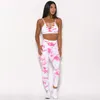 Conjuntos ativos Tie Dye Gym Suit de sutiã sexy e treping perneiras Conjunto de fitness roupas de fitness de ioga feminino