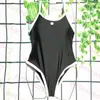 Black One Piece Mayo Beyaz Mektup Logo Kadın Bikini Klasik Sling Mayo Plajı Bikinis