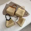 Abendtaschen Mini Weave handgemachte Stroh Unterarmtasche für Frauen Sommer Mode trendige Schulter Handtaschen Picknick Geldbörsen