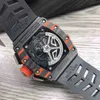 Luxe heren monteurs horloge koolstofvezel rood heren multifunctioneel automatisch mechanisch horloge persoonlijkheid grote wijzerplaat kalender 1