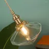 Pendellampor American Pure Copper Glass Droplight Loft Style Vintage LED Light Fixtures Retro Single Hanging Lamp inomhusbelysning