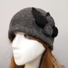 Beanie/Skull Caps New Women Fedoras % Pure Wool Dome Winter Hats For Women Floral Casual Brand Warm Lady Autumn Floppy Soft Girls Fedoras T221013