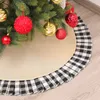 120cm Christmas Tree Skirts Wrinkle Red Black Plaid Cloth Tree Skirt Xmas Home Floor Decoration New Year Party Supplies TH0586