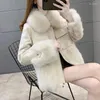 Women's Leather Luxury Clothes Faux Fur Warm Coat Young Lady Sheepskin Patchwork Jacket Winter Women Outdoor Motorcycle Overwear Short