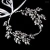 Headpieces Clear Rhinestones Brud Sash Silver Head Chain For Wedding Crystals Pearls pannband Acessorio de Cabelo SQ0220