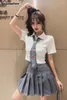 Kläderuppsättningar 2022 Navy Sailor Anime kjolar japansk skoluniform koreansk stil kawaii flicka vit cosplay examen japan skjorta