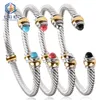 Trendiga lyxiga stapelbara rostfritt stål Twist Bangle for Women Wedding Full Cubic Zircon Crystal Open Cuff Armband S61
