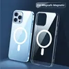 Capas de telefone à prova de choque magnéticas acrílicas transparentes transparentes para iPhone 14 13 12 11 Pro Max Mini XR XS X 8 7 Plus Com pacote de varejo Carregador sem fio Magsafe compatível