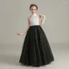 Girl Dresses Flower For Weddings Halter Sleeveless Kids Party Communion Gowns Sequined Pearls Princess Dress