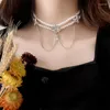 Pendanthalsband Zzyy Crystal Imitation Pearl For Women Clavicle Chain Necklace Vintage Choker Y2K Jewelry Ribbon Gift