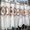 Curtain Baroque Style White Voile With Pink Handmade Embroidered Floral Decorative Short Kitchen Partition Curtain150cmW