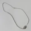 قلادة جلود الفضة الفضية قلادة للنساء OT Buckle Round Beads الترقوة سلسلة قصيرة الأزياء من التيتانيوم هدايا المجوهرات الصلب