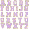 Nozioni 104pcs Iron su lettere per lettere di abbigliamento Patchs varsity Alphabet Chenille Patch Patch Adesive Repair Appliques ricamato con il bordo di luccichio