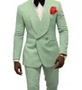 Excellent White Butterfly Jacquard Groom Tuxedos Embossed Three-dimensional Pattern Men's Blazer 2 Piece Suits Wedding Dress Prom Clothing Multi-color optional