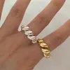 Anneaux de mariage 2022 Tendance Argent Couleur Femmes Bijoux Croissant Français Bague Réglable Tresse Torsadée Pour Fille Cadeaux De Fête Goutte