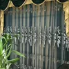 Rideaux chinois pour salon, luxe européen, gris, bleu, bambou, fenêtre brodée, Villa, gaze, Tulle, draperies de veuve