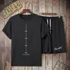 Men's Tracksuits Men Outfit Set Summer Leisure Tshirt And Shorts Two Piece Spot Men's Black Short Sleeve Suit Ropa Para Hombre