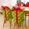 椅子は、家庭の結婚式のホリデーパーティーの装飾のためのクリスマスボウバックダイニングスリップカバーをカバーしています