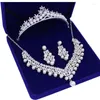 Headpieces KMVEXO Baroque Crystal Water Drop Bridal Jewelry Sets Rhinestone Tiaras Crown Necklace Earrings Bride Wedding Dubai Set