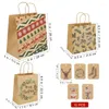 Emballage cadeau 12 pièces sacs de friandises de noël vacances papier Kraft bonbons faveur Goodies pour fournitures de fête