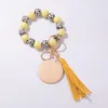 Keychains Fashion Ball Disc Pendant Bracelet For Women Girls Sports Key Chain Wood Baseball Beads Wrist Keychain