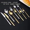 Dinnerware Sets Stainless Steel Tableware Set Bamboo Festival Design Cutlery Knife Fork Spoon Flatware High Quality Golden