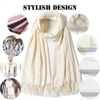 Scarves 2022New Style 180g Top Quality Ladi White Cashmere Scarf for Winter Plain Color Warm Scarf for Women