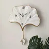 Wall Clocks Modern Fashion Ginkgo Leaf Swing Resin Clock Home Livingroom Mute Quartz Mural El Store Sticker Crafts