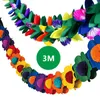 Decorative Flowers 3 Meter Colorful Round Flower Paper Pull Birthday Party Wedding Layout Venue Decoration Garlands Baby Home Decor