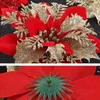 Christmas Decorations 5pcs Artificial Flower Xmas Tree Ornament Hanging Glitter Fake Merry Wreaths Wedding Decor