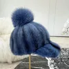 Visors Russian Fur Hat Hat Winter Warm Real Norek Caps Earflap Basin Cap Kobiet Dziewczyna Eleganckie kapelusze Śliczne pom