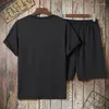 Survêtements pour hommes hommes tenue ensemble été loisirs t-shirt et Shorts deux pièces Spot hommes noir à manches courtes costume Ropa Para Hombre