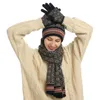 Lenços chapéus luvas de lenços conjuntos de lenços de malha de malha de malha de malha de malha de inverno e conjunto de luvas de toque de malha de malha