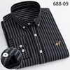 メンズカジュアルシャツ男性用コットンオックスフォードシャツ長袖の縞模様のビジネスマンレギュラーフィットロゴ2022品質なしポケット