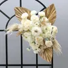 Party Decoration Artificial Flower Display Holder Palm Fan Bouquet Garland Shiny Gold Plinth Table Stand Floral Arch For Backdrops