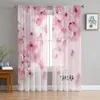 Gardin k￶rsb￤rsblomning sakura rosa blomma ren gardiner f￶r vardagsrum k￶k tyll f￶nster voil garn sovrum