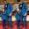 Royal Blue و Black Tuxedos Boy التآكل الرسمي لبس عشاء دعاوى العريس للأطفال لسترة الزفاف وسروال