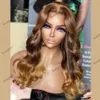 Perruque Lace Front Wig naturelle indienne Remy, cheveux humains, Body Wave, brun blond ombré, 13x6, 360 lacets, pour femmes