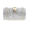 Kvällspåsar Elegant Fashion Women's Bag Metal Gold Silver Champagne Square Luxury Handväskor Party Clutches Small Purse Axel