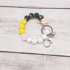 Bracciale con perline in silicone all'ingrosso, portachiavi personalizzato, perline di legno a forma di cuore, accessori, opzione multicolore da donna