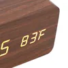 Watch Boxes LED Wood Digital Clock Electronic Alarm 3 Level Brightness With Temp Humidity Display For Bedroom