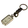 Montres à l'ancienne mode, double fuseau horaire, forme rectangulaire, unisexe, montre de poche analogique à Quartz, pendentif, porte-clés, corde