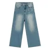 Jeans pour hommes hommes Denim Baggy pantalon pour homme Hip Hop coréen Streetwear Y2k Raver ample tout Match bleu droit jambe large