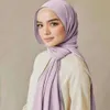 Scarves High Quality Custom Fashion Luxury Solid Color Premium diamond crepe chiffon Pleated Hijab Scarf Women Plain Chiffon Scarf