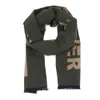 Scarves Dark Green Wool Blend Soft Custom Slogan Dign Jacquard Men Winter Neck Fashion Scarf